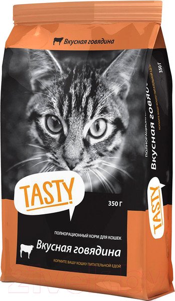 Изображение товара Сухой корм для кошек Tasty Cat С говядиной (350г)