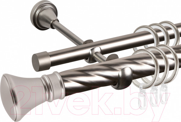 Изображение товара Карниз для штор АС ФОРОС Grace D25К/16Г + наконечники Колокол (1.8м, сатин)