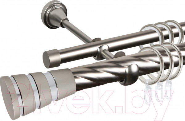 Изображение товара Карниз для штор АС ФОРОС Grace D25К/16Г + наконечники Пегас хром (2м, сатин)