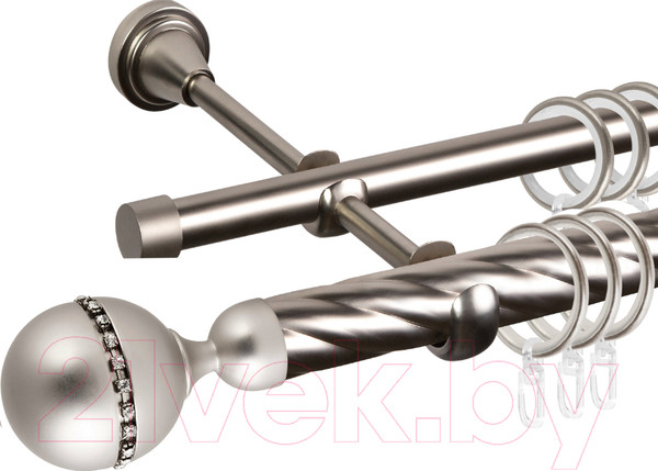 Изображение товара Карниз для штор АС ФОРОС Grace D25К/16Г + наконечники Кортеза (2.4м, сатин)