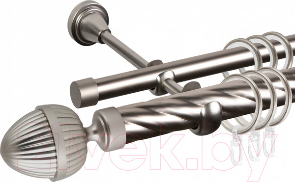 Изображение товара Карниз для штор АС ФОРОС Grace D25К/16Г + наконечники Милано (2.4м, сатин)