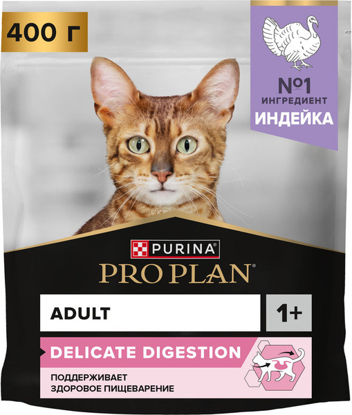 Изображение товара Сухой корм для кошек Pro Plan Delicate Optirenal с индейкой (400г)