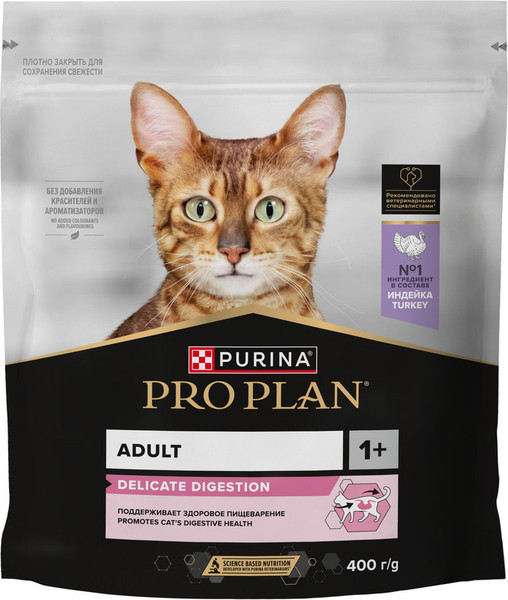 Изображение товара Сухой корм для кошек Pro Plan Delicate Optirenal с индейкой (400г)