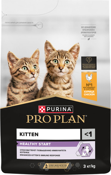 Изображение товара Сухой корм для кошек Pro Plan Kitten Healthy Startс с курицей (3кг)