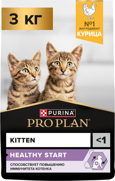 Изображение товара Сухой корм для кошек Pro Plan Kitten Healthy Startс с курицей (3кг)