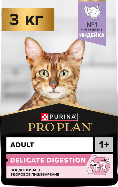 Изображение товара Сухой корм для кошек Pro Plan Delicate Adult с индейкой (3кг)