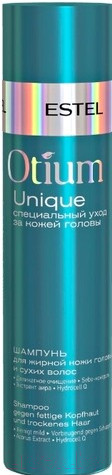 Изображение товара Шампунь для волос Estel Otium Unique для жирной кожи головы и сухих волос (250мл)