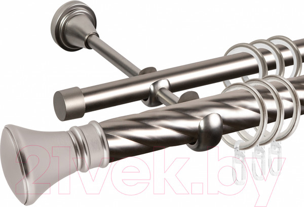 Изображение товара Карниз для штор АС ФОРОС Grace D25К/16Г + наконечники Колокол (3м, сатин)