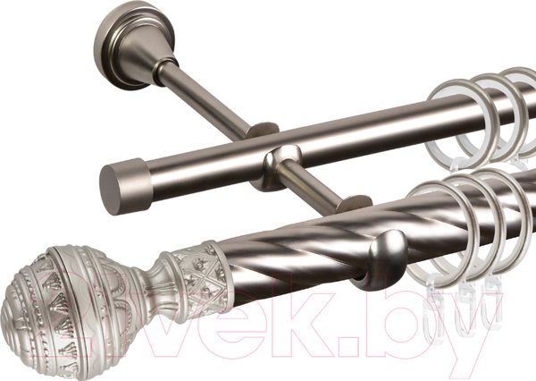 Изображение товара Карниз для штор АС ФОРОС Grace D25К/16Г составной + наконечники Ампир (3м, сатин)
