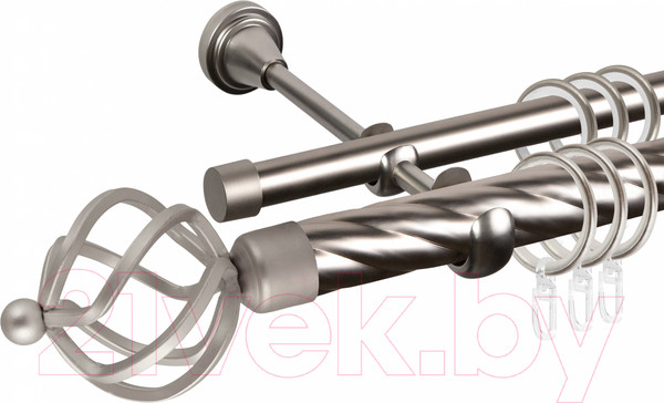 Изображение товара Карниз для штор АС ФОРОС Grace D25К/16Г составной + наконечники Булава (3м, сатин)