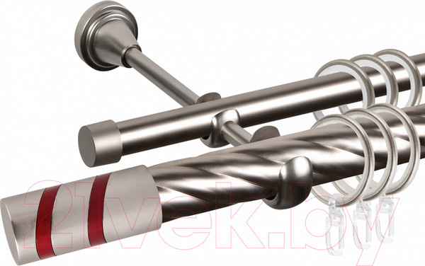 Изображение товара Карниз для штор АС ФОРОС Grace D25К/16Г составной + наконечники Изольда красный (3м, сатин)