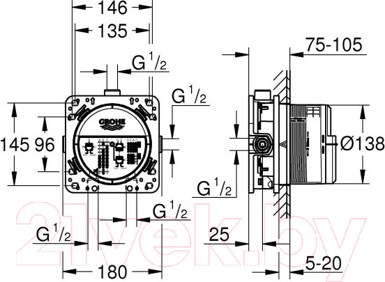 Изображение товара Встраиваемый механизм смесителя GROHE Rapido SmartBox 35600000