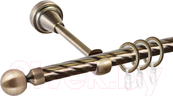 Изображение товара Карниз для штор АС ФОРОС Grace D16К + заглушка Шар малый (2.4м, антик)