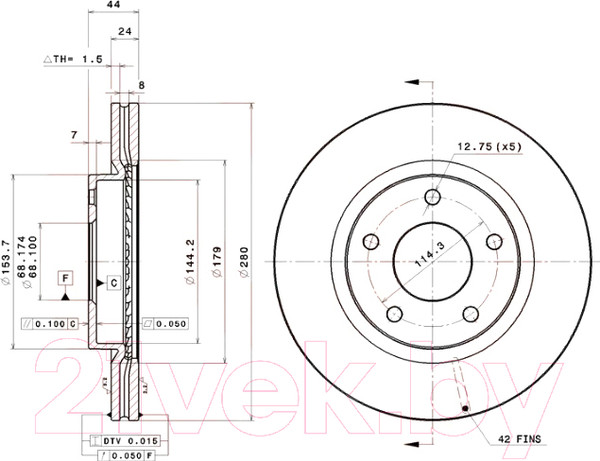 Изображение товара Тормозной диск Brembo 09B56511