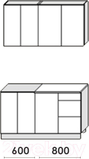 Изображение товара Кухонный гарнитур Артём-Мебель Оля СН-114 без стекла МДФ 1.4м (веллюто ванила/веллюто фисташка)