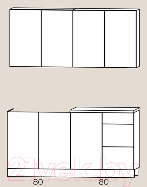 Изображение товара Кухонный гарнитур Артём-Мебель Оля СН-114 без стекла МДФ 1.6м (веллюто ванила/веллюто фисташка)