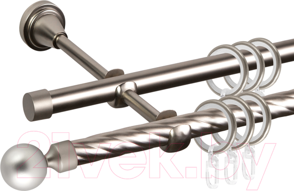 Изображение товара Карниз для штор АС ФОРОС Grace D16K/16Г + заглушка Шар малый (1.8м, сатин)