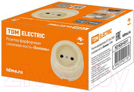 Изображение товара Розетка TDM Болонь SQ1820-0311 (слоновая кость)