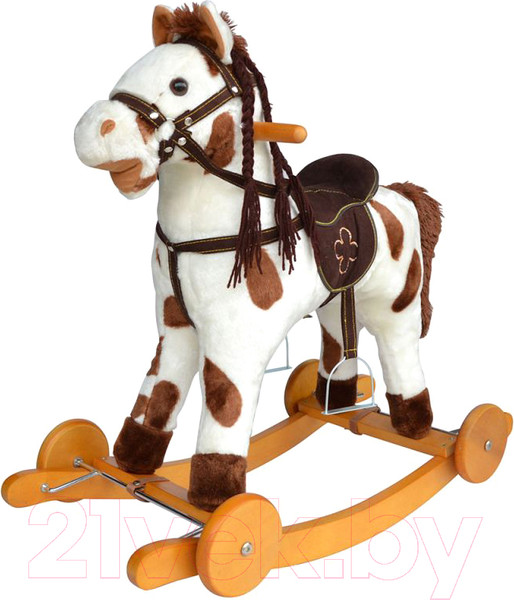 Изображение товара Качалка-каталка Pituso Fandango Лошадка / GS2090W (белый/коричневый, с колесами)