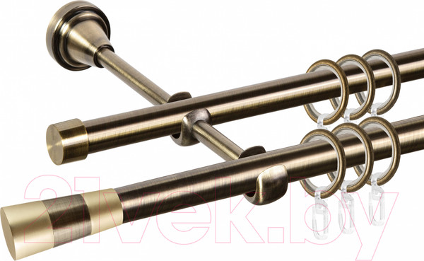 Изображение товара Карниз для штор АС ФОРОС Grace D16Г/16Г составной + наконечники Конус золото (3м, антик)
