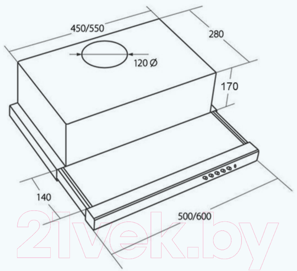 Изображение товара Вытяжка телескопическая Akpo Light Glass Touch Twin II 60 WK-7 (черное стекло/нержавеющая сталь)