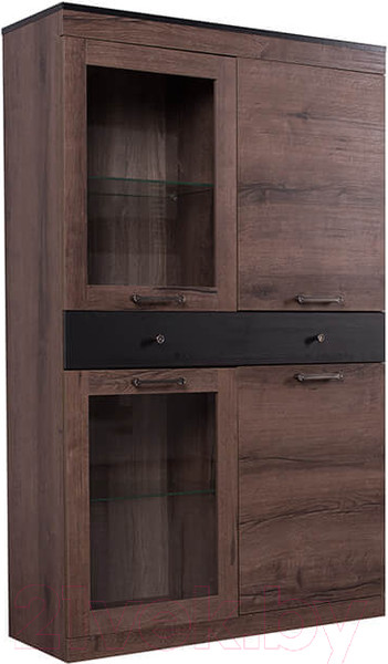 Изображение товара Шкаф с витриной Anrex Jagger 2V2D1S (дуб монастырский/черный)