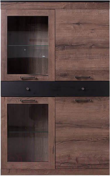 Изображение товара Шкаф с витриной Anrex Jagger 2V2D1S (дуб монастырский/черный)