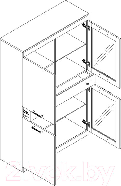 Изображение товара Шкаф с витриной Anrex Jagger 2V2D1S (дуб монастырский/черный)
