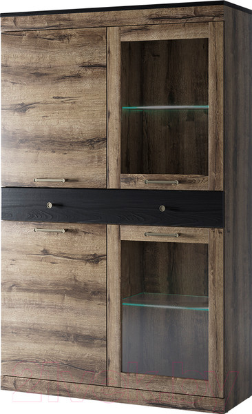 Изображение товара Шкаф с витриной Anrex Jagger 2V2D1S (дуб монастырский/черный)