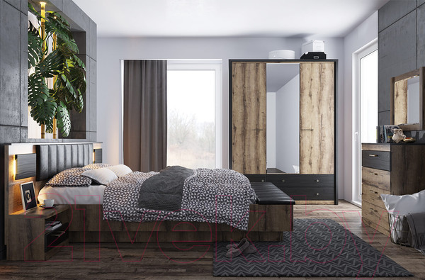 Изображение товара Шкаф Anrex Jagger 3DG2S Z (дуб монастырский/черный)