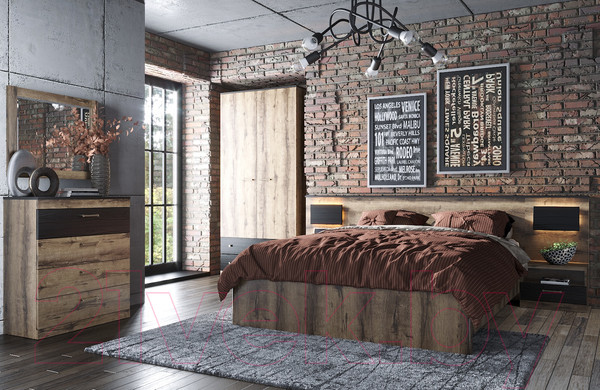 Изображение товара Шкаф Anrex Jagger 2DG2S (дуб монастырский/черный)