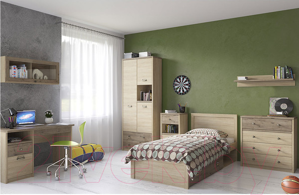 Изображение товара Односпальная кровать Anrex Diesel 90/D1 (дуб мадура/веллингтон)