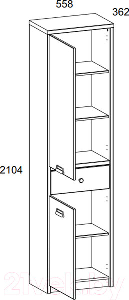 Изображение товара Шкаф-пенал Anrex Diesel 2D1S/D1 (дуб мадура/веллингтон)
