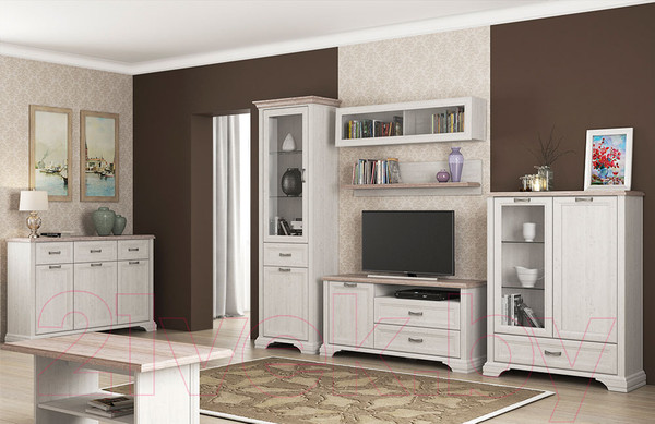 Изображение товара Шкаф с витриной Anrex Monako 1V1D1S (сосна винтаж/дуб анкона)