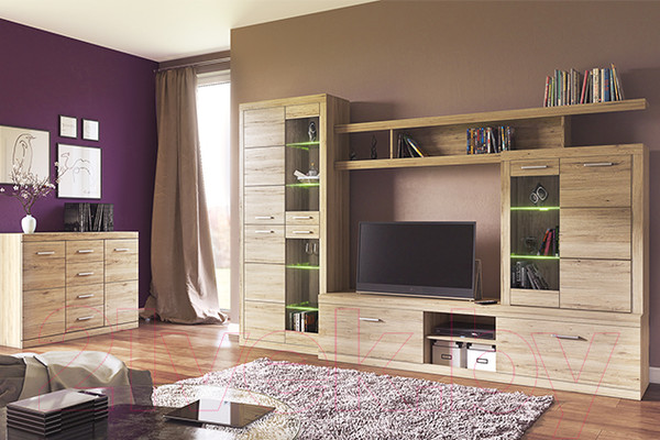 Изображение товара Шкаф с витриной Anrex Oskar 2V2D (дуб санремо)