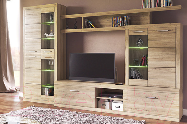 Изображение товара Шкаф с витриной Anrex Oskar 2V2D (дуб санремо)