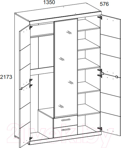 Изображение товара Шкаф Anrex Oskar 3D2S Z (дуб санремо)