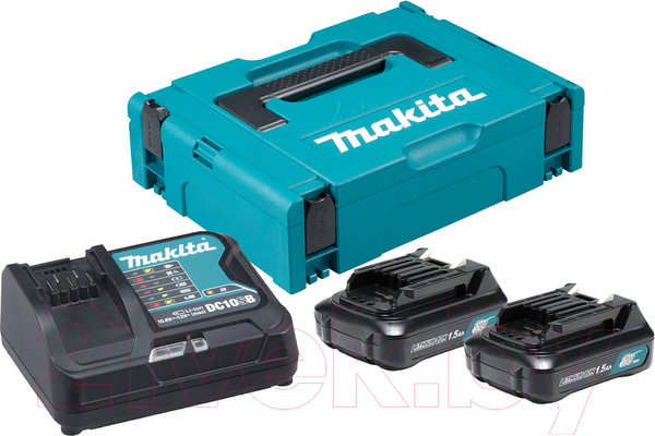 Изображение товара Набор аккумуляторов для электроинструмента Makita BL1016 c зарядным DC10SB (197652-7)