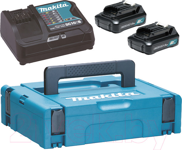 Изображение товара Набор аккумуляторов для электроинструмента Makita BL1016 c зарядным DC10SB (197652-7)