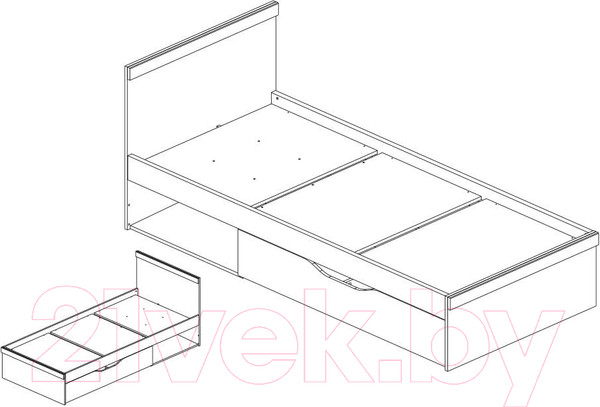 Изображение товара Односпальная кровать Anrex Oskar 90 (дуб санремо)