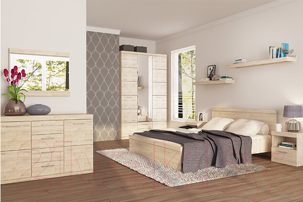 Изображение товара Полуторная кровать Anrex Oskar 140 с ПМ (дуб санремо)