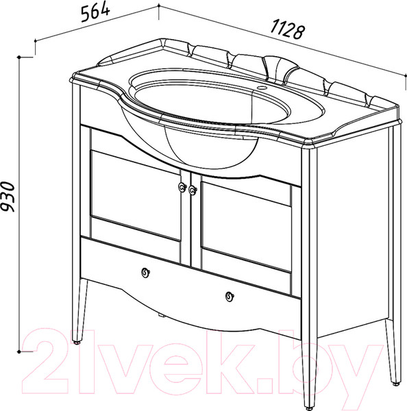 Изображение товара Тумба под умывальник Belux Афины Н 105-01 (18, белый матовый)