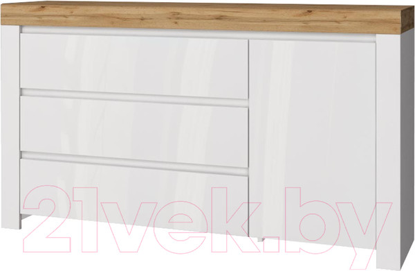 Изображение товара Тумба Anrex Taurus 1D3S (белый глянец/дуб вотан)