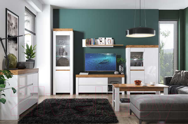 Изображение товара Шкаф Anrex Taurus 2DG (белый глянец/дуб вотан)