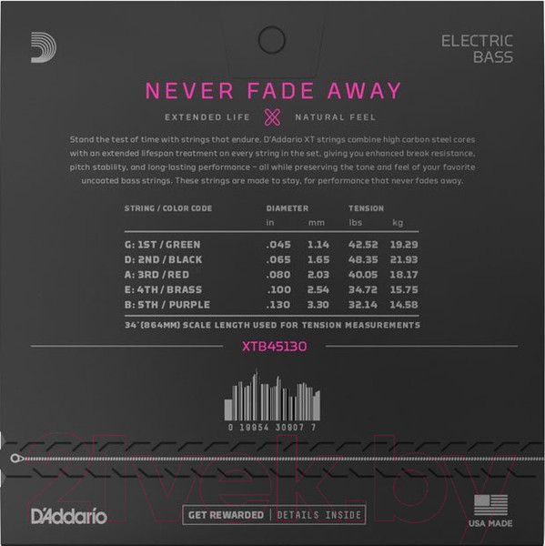 Изображение товара Струны для бас-гитары D'Addario XTB-45130