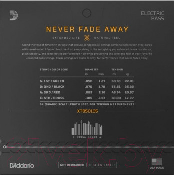 Изображение товара Струны для бас-гитары D'Addario XTB-50105
