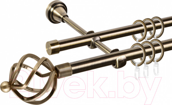 Изображение товара Карниз для штор АС ФОРОС Grace D16Г/16Г составной + наконечники Булава (2.8м, антик)