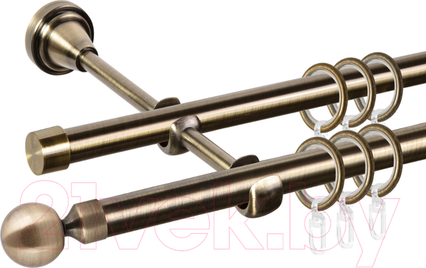Изображение товара Карниз для штор АС ФОРОС Grace D16Г/16Г составной + заглушка Шар малый (2.8м, антик)