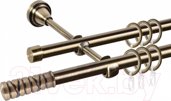 Изображение товара Карниз для штор АС ФОРОС Grace D16Г/16Г составной + наконечники Торино (3.2м, антик)