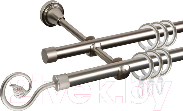 Изображение товара Карниз для штор АС ФОРОС Grace D16Г/16Г составной + наконечники Завиток одинарный (2.8м, сатин)